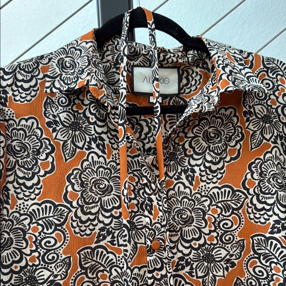 Alexis Orange and Black Floral Playsuit/cover Up Sz M - Picture 9 of 11